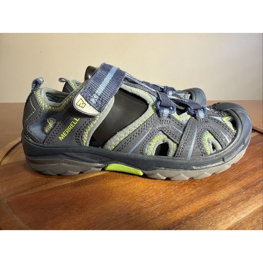 Merrell Hydro Hiker Sandals Youth Boys Size 1 Navy Green Waterproof Hiking Shoes